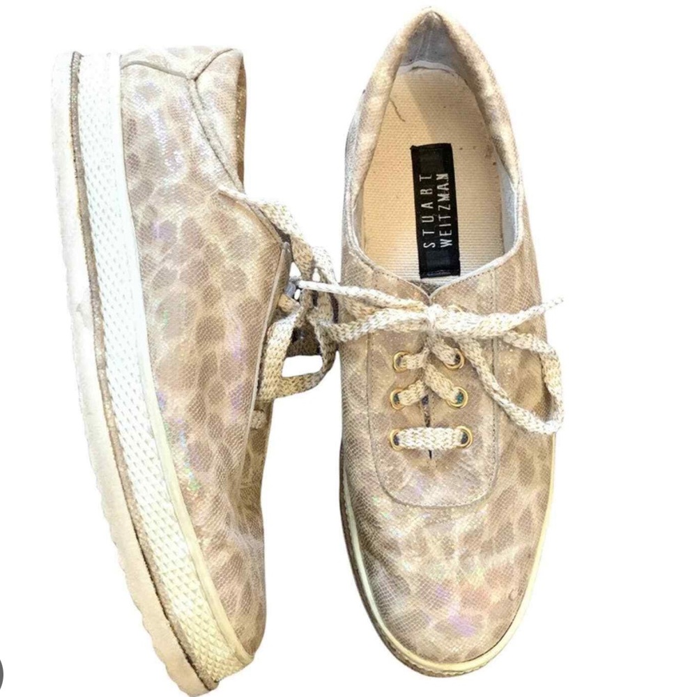 Stuart Weitzman Leopard Print Glittery Sneakers - image 1